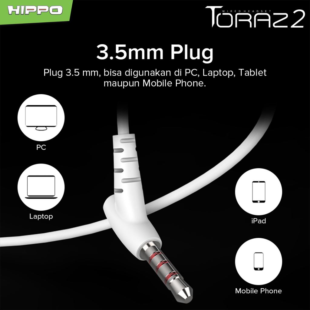 Hippo Earphone Toraz2 Super Bass Jack 3.5 mm Wired Handsfree Android Original Earbuds Headset