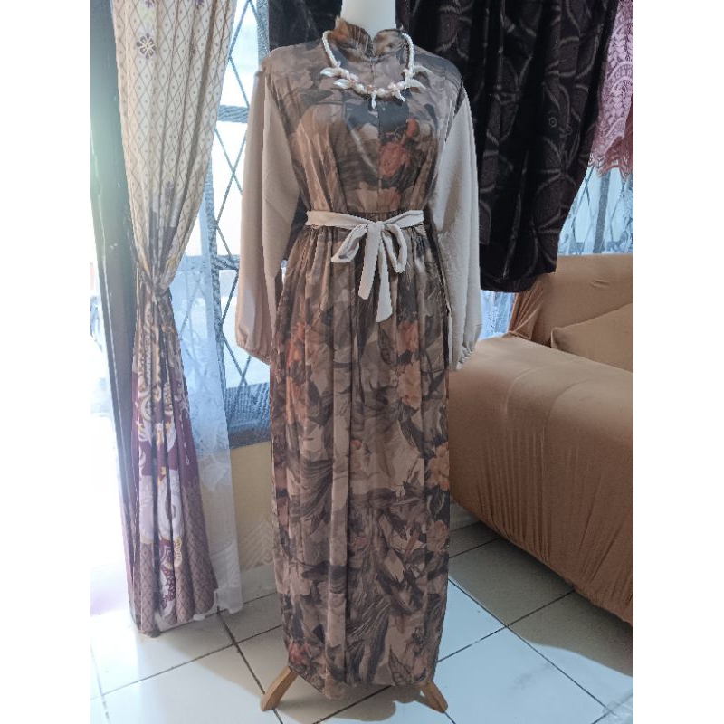 Gamis Armany silk / gamis kekinian bahan adem / gamis kombinasi / armany silk / crinkle airflow
