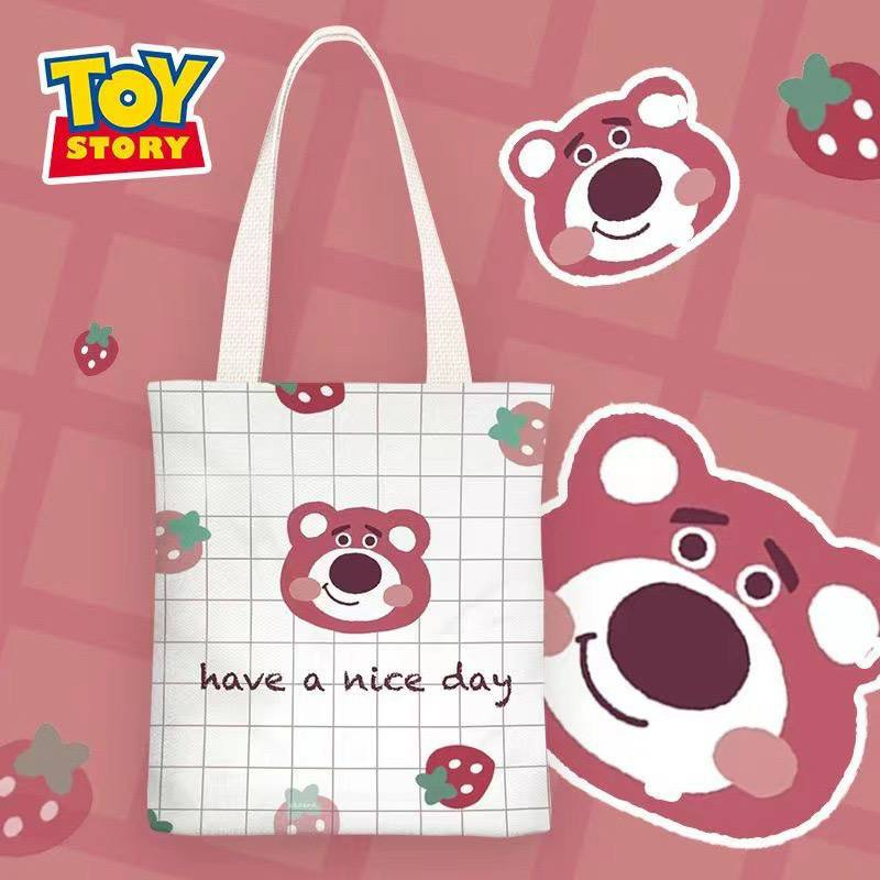 TAS TOTE BAG LOTSO CINNAMOROLL KUROMI MELODY POMPOMPURIN HELLO KITTY POCHACCO DOG TOY STORY TAS BELANJA TAS KANVAS