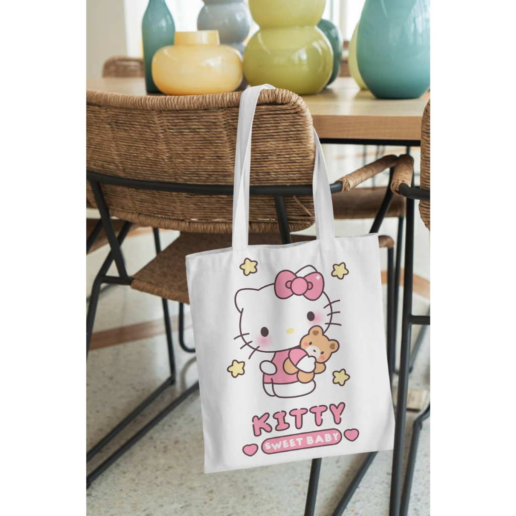 TAS TOTE BAG LOTSO CINNAMOROLL KUROMI MELODY POMPOMPURIN HELLO KITTY POCHACCO DOG TOY STORY TAS BELANJA TAS KANVAS