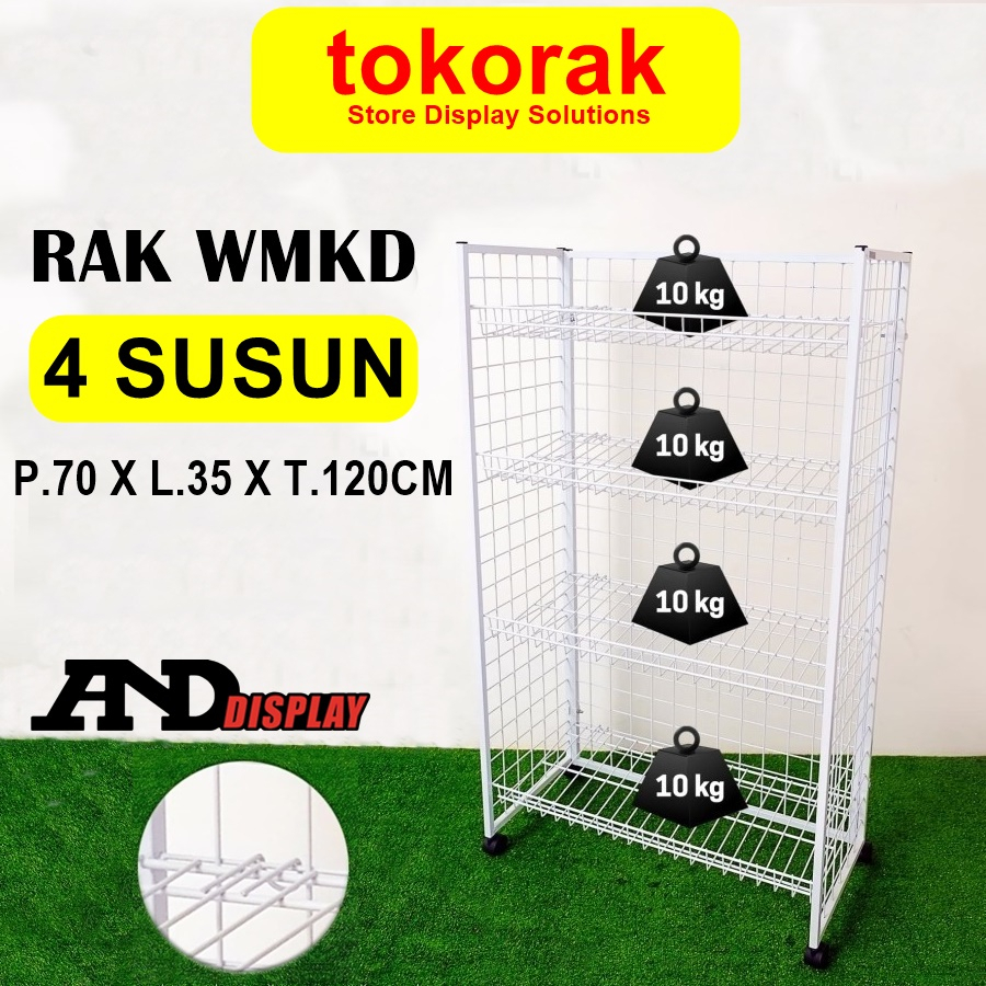 RAK WM KD 4 SSN T 120CM PUTIH KERANJANG ROTI SNACK SERBAGUNA ANDDISPLAY