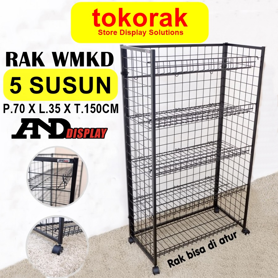 RAK WM KD 5SSN T.150CM HITAM KERANJANG ROTI TEMPAT SNACK SERBAGUNA ANDDISPLAY