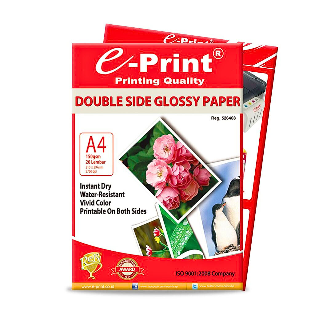 

Photo Paper Double Side Glossy A4 E-PRINT 150gsm (053077)