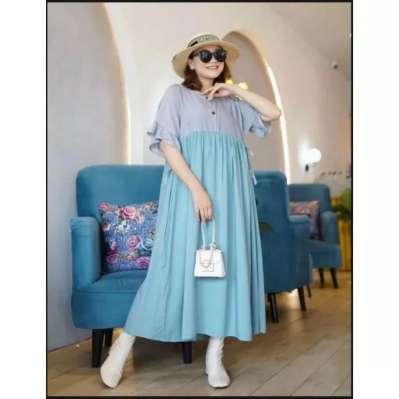 Daster gradasi warna 00GCI daster polos dua warna