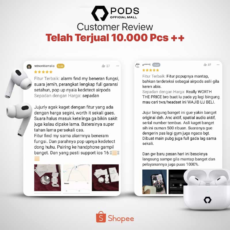 [Ready Stock - Pertama Dan Satu-Satunya Di Indonesia]✅ThePods PRO (2ND GENERATION / PRO 2 with H2 CHIP) - Final Upgrade + IMEI / Serial Number Valid + Active Noise Cancellation by Pods Indonesia (BU8)