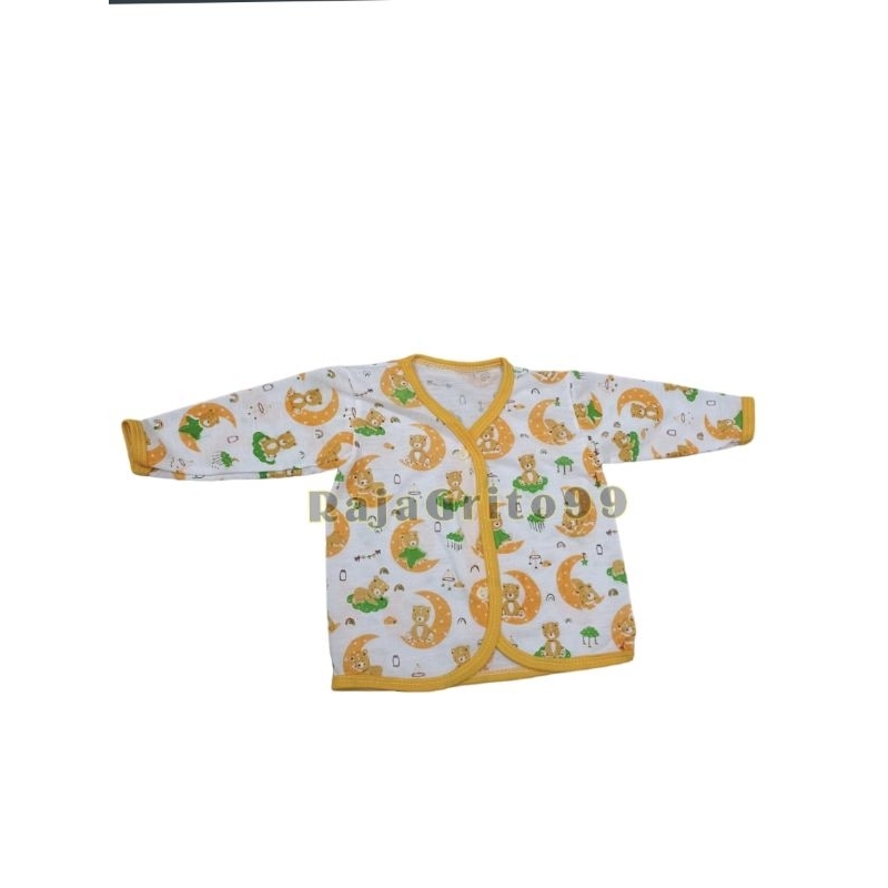 Baju Bayi Lengan Panjang Tabur 1 Lusin / Atasan Panjang Bayi Motif Putih Print Newborn