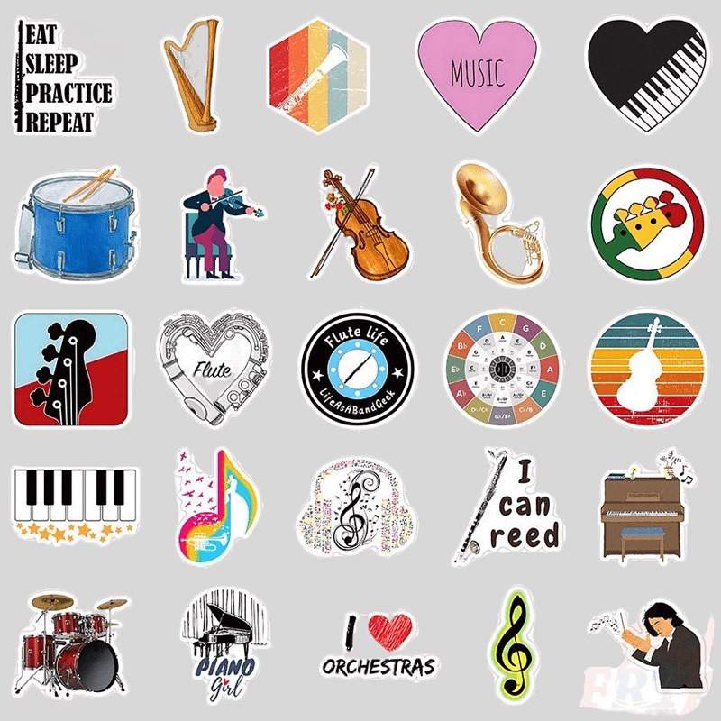 

Stiker Musik Orkestra Aksesoris Pernak Pernik Music Gift Pentatonic