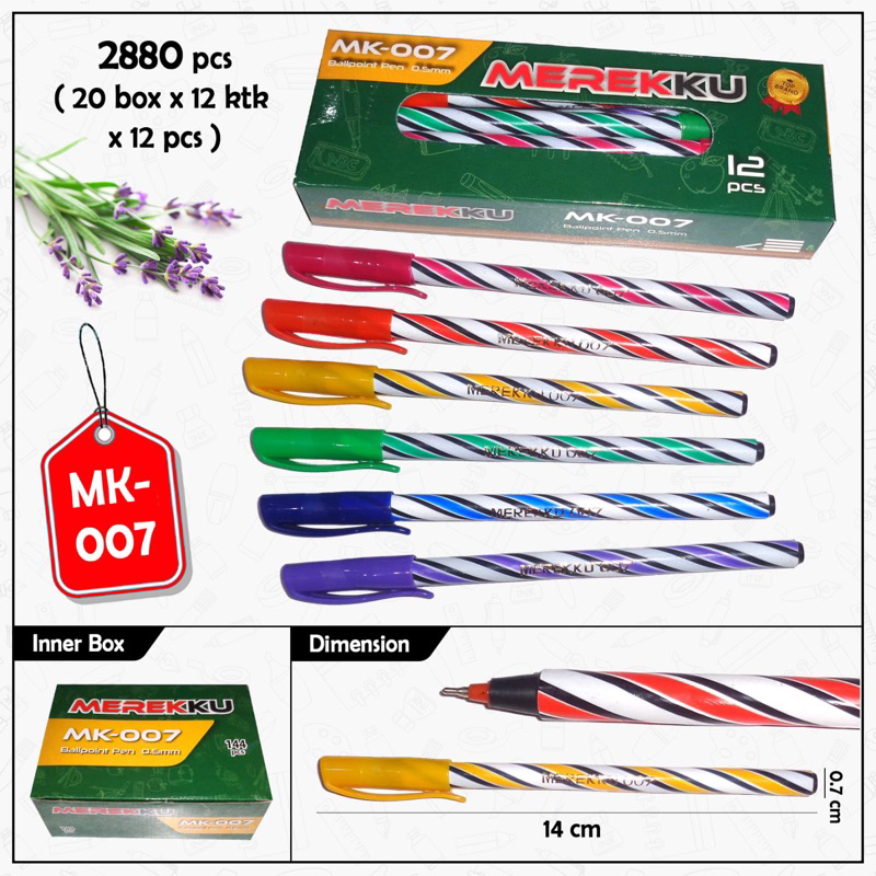 

Ballpoint pen merekku mk 007 isi 12 pc