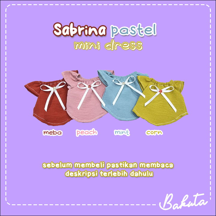 Baju Kucing Model Mini Dress Sabrina Pastel untuk kucing dan anjing Kecil model Casual | Crop Top Bakuta!