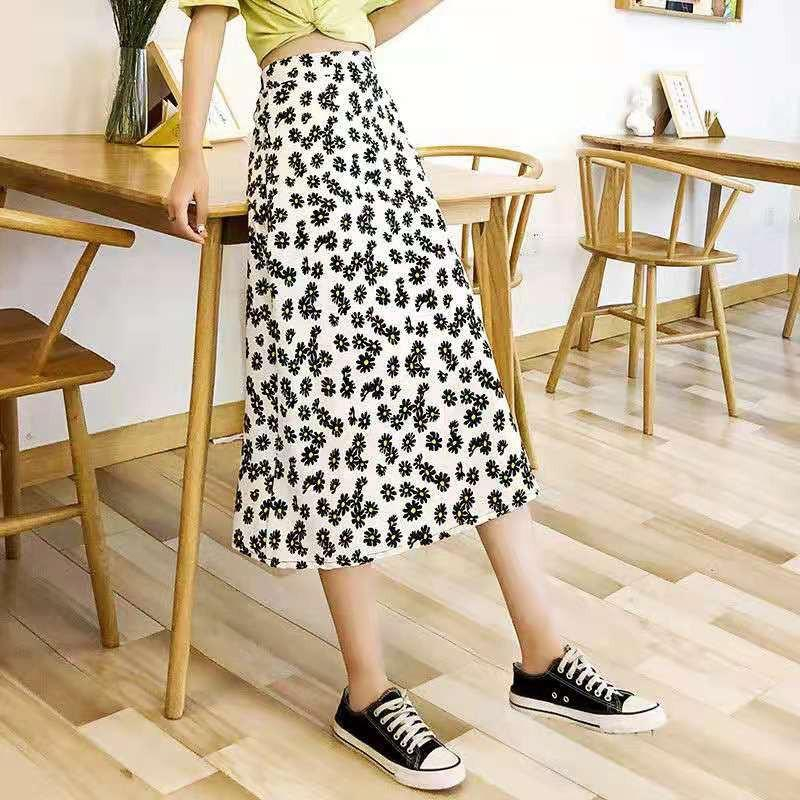 Rok Daisy /Rok Sifon Panjang Tengah Wanita Daisy a-Line Pinggang Tinggi Bersih