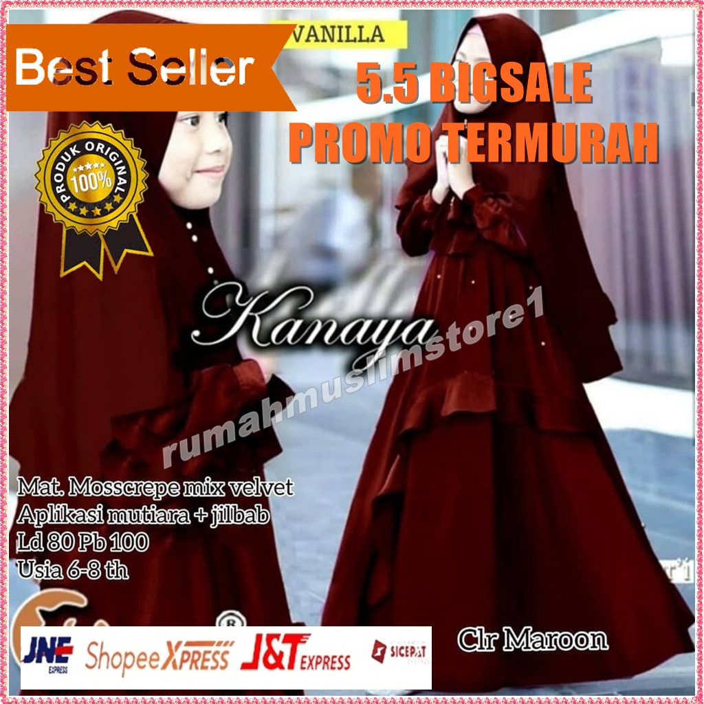 RMS1 Baju Gamis Modern Remaja Terbaru 2023 Kombinasi Brokat Aplikasi Mutiara Polos Simple dan Modis 
