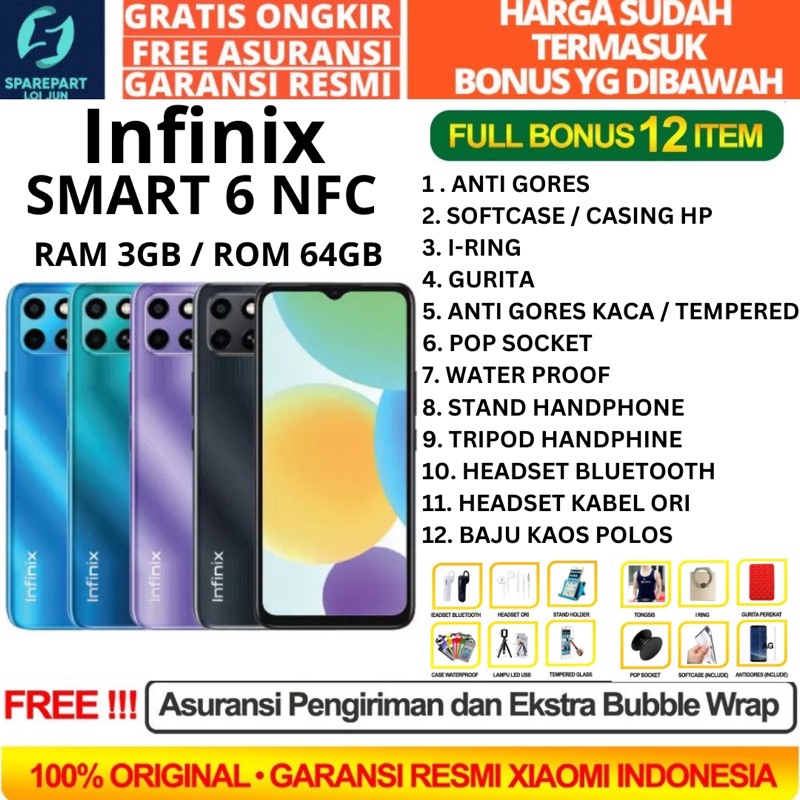 INFINIX SMART 6 NFC 3/32 RAM 3GB ROM 64GB GARANSI RESMI