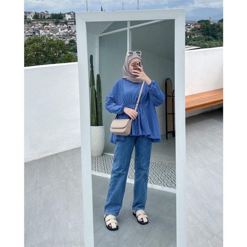 DARLA BLOUSE KEMEJA WANITA BAHAN LINEN LD 125