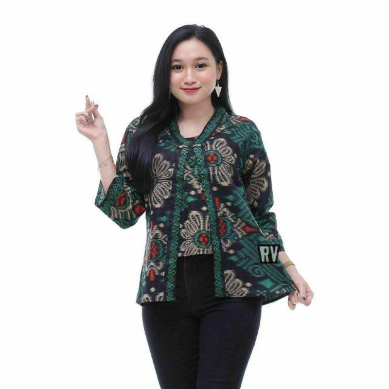 kemeja - Hem Batik Wanita Lengan Panjang Bahan Katun