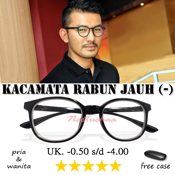 Kacamata Lensa Minus (-) Atau Miopi Bingkai Oval Tersedia Ukuran -0.50 s/d -4.00 Frame Hitam Model Frame Full Rim FREECASE