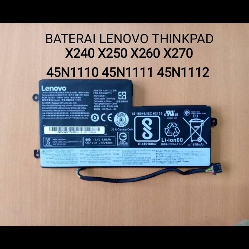 Baterai Lenovo Thinkpad X270 X240 X250 X260 POLYMER