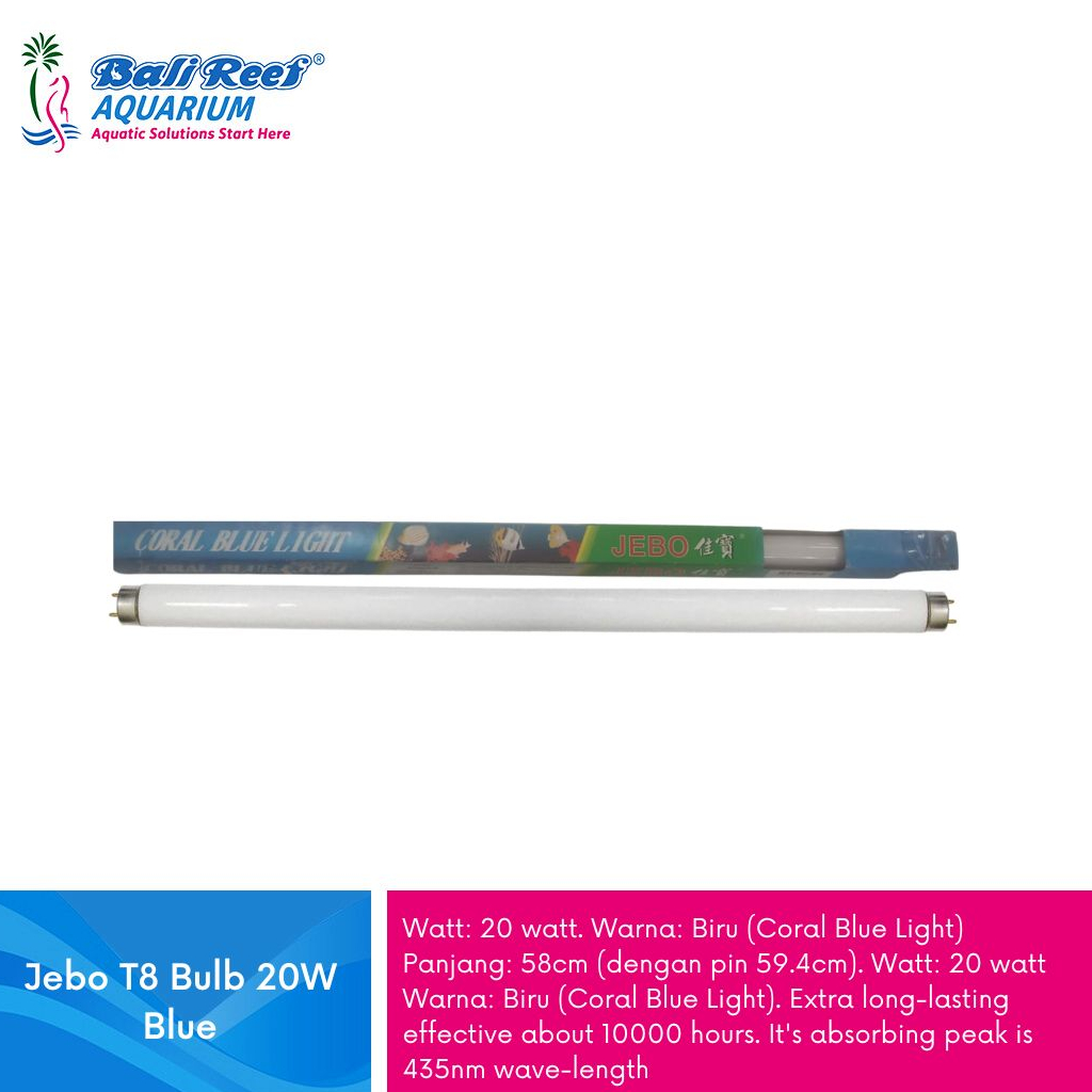 Lampu Neon T8 Jebo 20 Watt Coral Light Blue 60 Cm