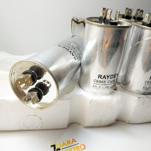 RAYDEN Capasitor AC 50uF / 450V Silver | Kapasitor Bulat 50 uF / 450 Volt