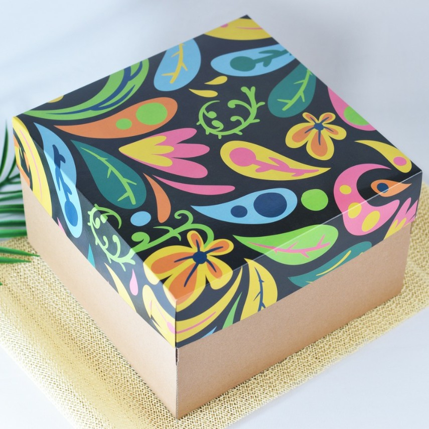 

(5 pcs) kardus cake tart ulang tahun dus motif tema jungle box kue bolu kotak kemasan hantaran pudding ukuran 25x25cm