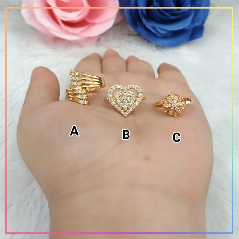 Cincin xuping cincin dewasa bunga pita terbaru perhiasan lapis emas A187