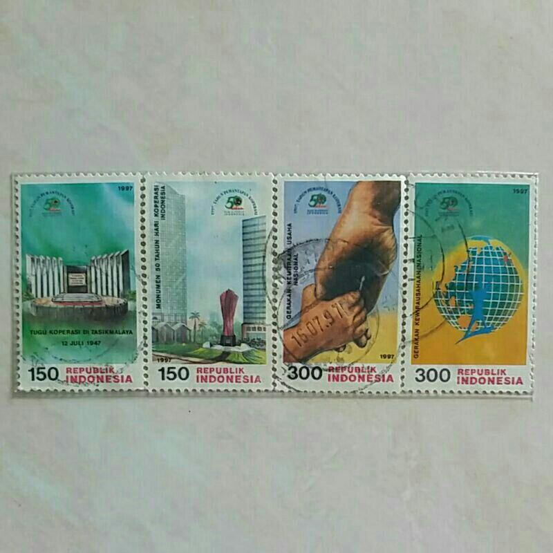 

(AC) Perangko Indonesia 1997 Tahun Emas Koperasi Set 4pcs Used