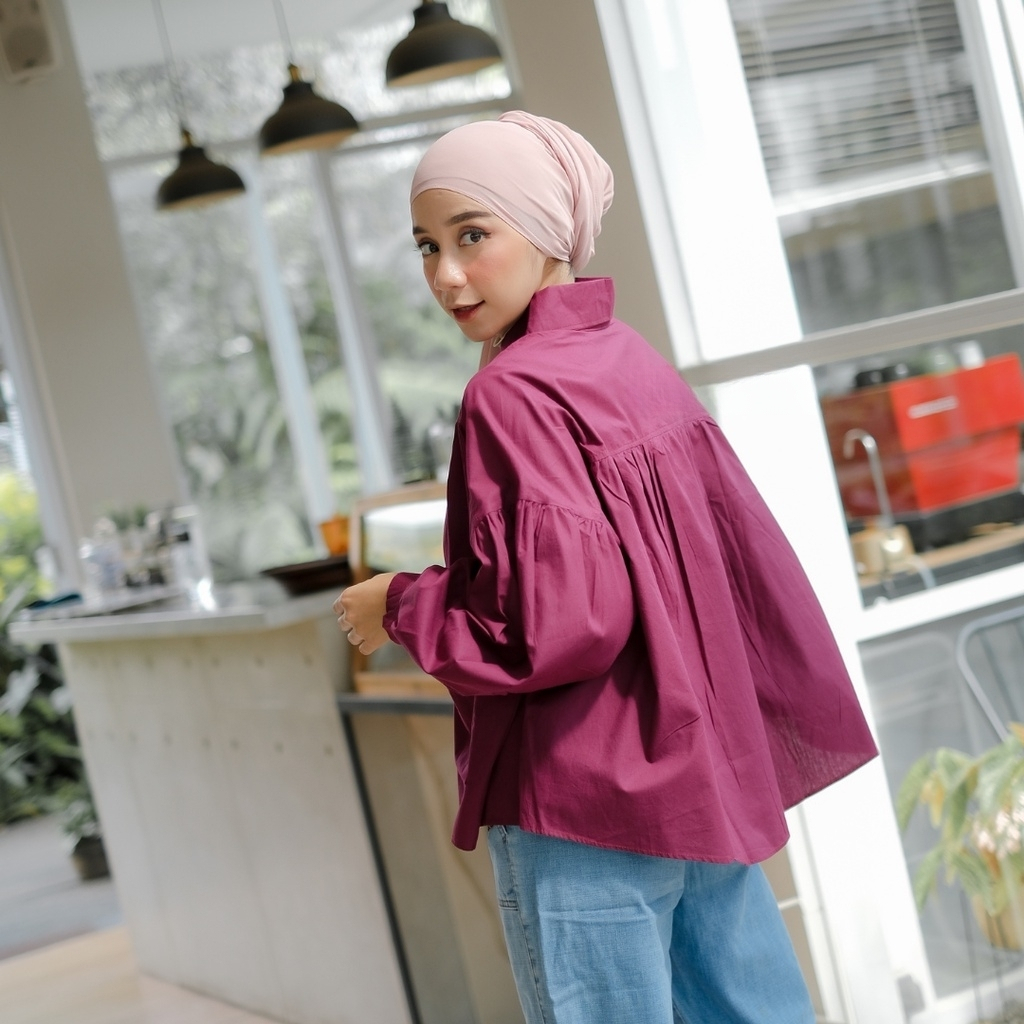 RX FASHION - ALYA SHIRT KATUN TWISTCONE / BLOUSE WANITA OVERSIZE - PN