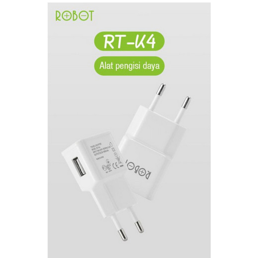 ADAPTOR CHARGER ROBOT RT-K4 SINGLE PORT USB FAST 5V 1A KEPALA CHARGER ROBOT 1 PORT