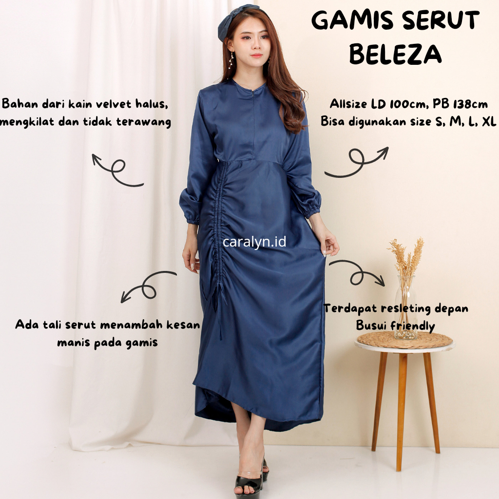 DRESS BELEZA SERUT GAMIS SATIN VELVET MEWAH GAMIS LEBARAN