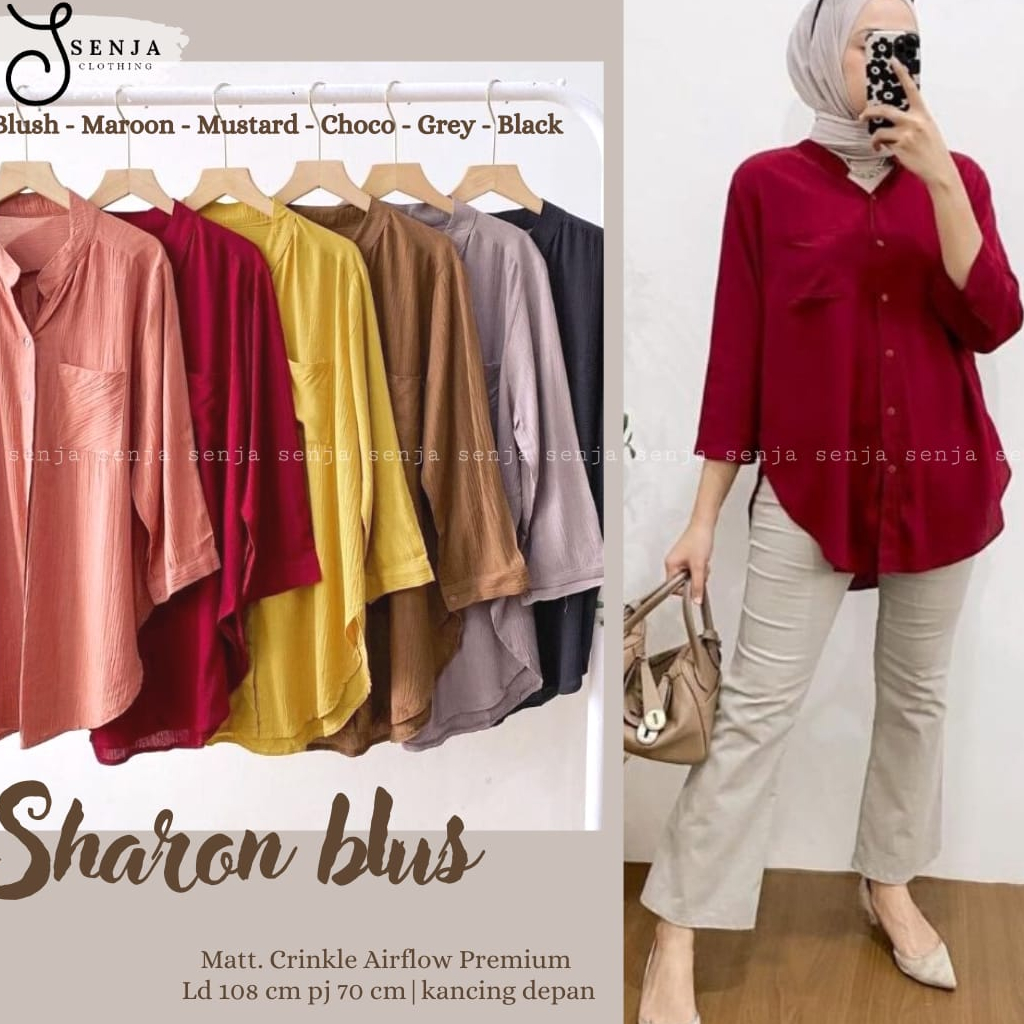 Goodsajifsn - Sharon Baju Blouse Atasan Wanita Remaja Bahan Crinkle Airflow Premium