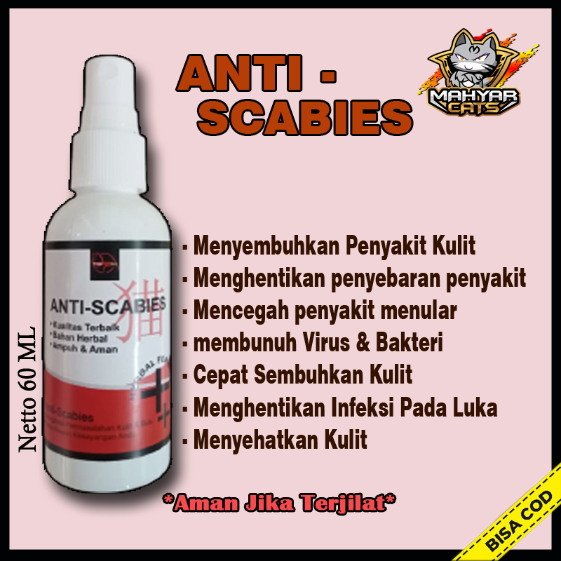 ( 02 ) ANTI SCABIES Obat Jamur Kucing Obat Kulit Scabies Demodex Impetigo Jamur Kutu Parasit Cacing Hati Gatal Kulit 60ml clever solution olivecare