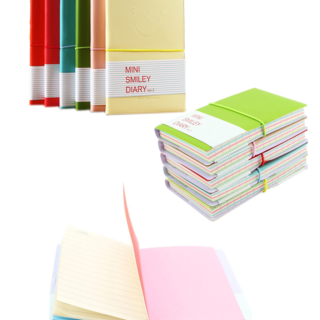 Mini Diary Book Smile Buku Catatan Kecil Kertas Bergaris Polos Warna Warni Student Office ATK Stationer