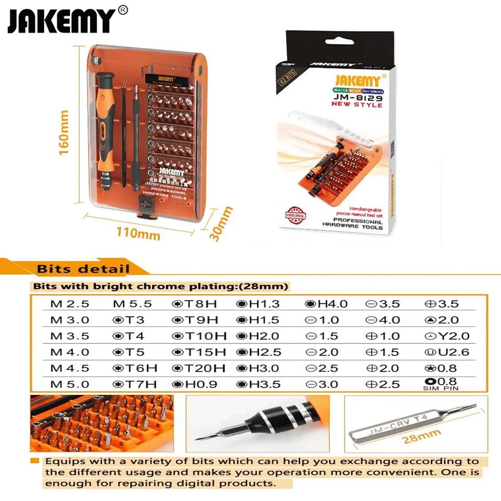 Jakemy JM-8129 45 IN 1 Obeng Set lengkap Torx lubang Handphone komputer Lapotp