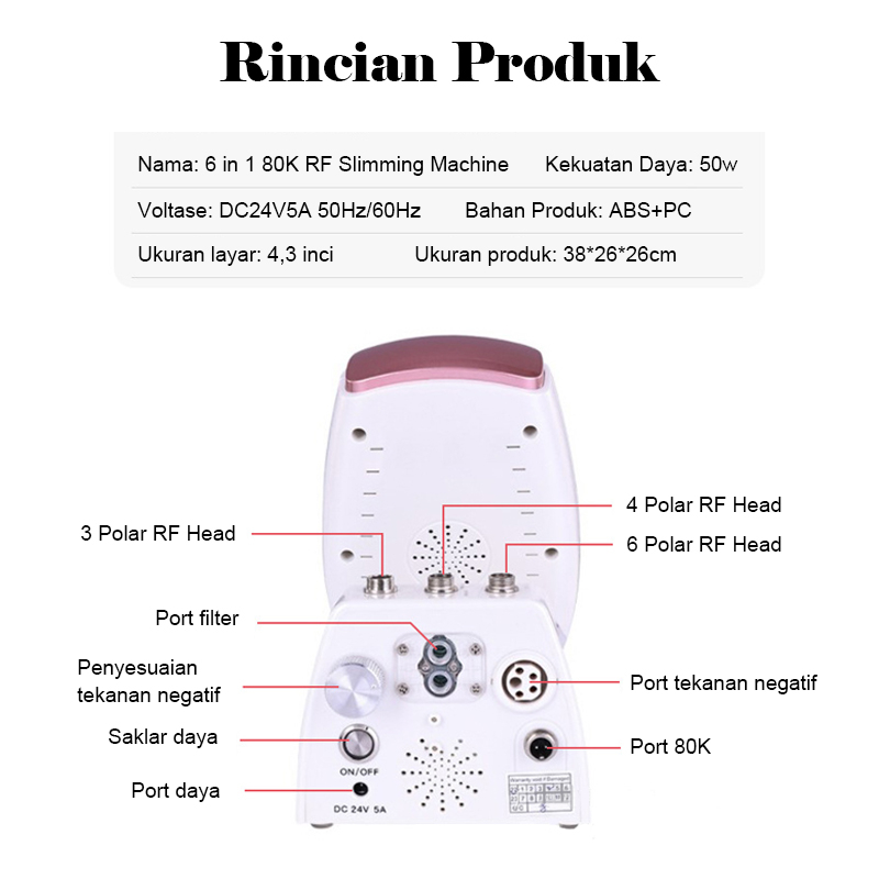 ⭐Garansi⭐Newest 6 in 1 RF 80K Cavitation Radio Frequency Slimming Machine Ultrasound Tekanan Negatif RF Panel Laser Wajah Badan Burn Fat Pelangsing Tubuh Hilangkan Kerut