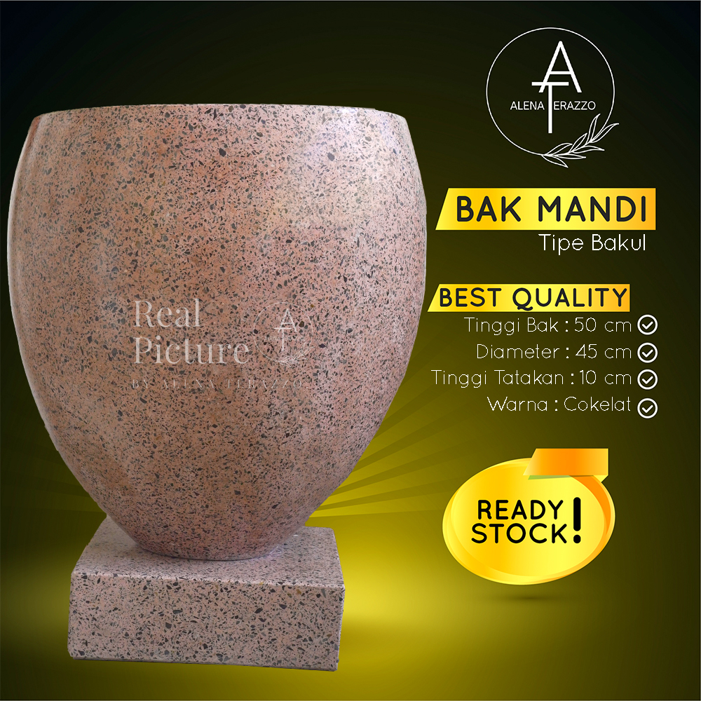 ALENA TERASO BAK MANDI BATU ALAM- BAK MANDI TRASO - BAK KAMAR MANDI MINIMALIS TIPE BAKUL COKELAT