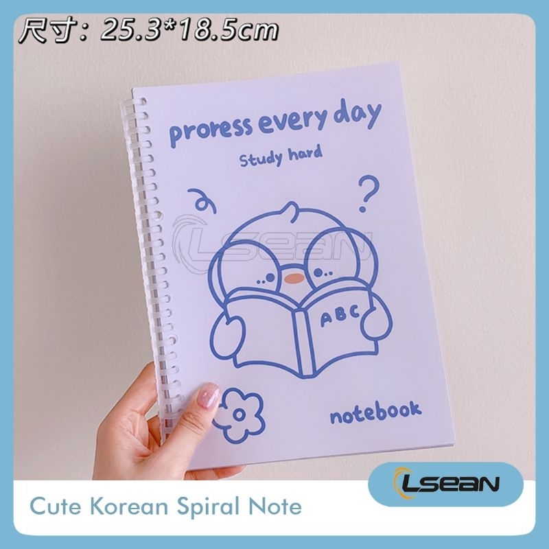 Notebook Spiral Cute Aesthetic Korean Hand Book Bear School Office