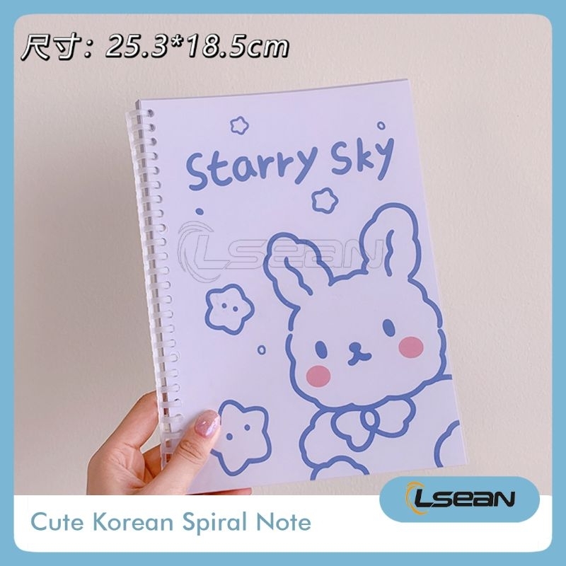 Notebook Spiral Cute Aesthetic Korean Hand Book Bear School Office