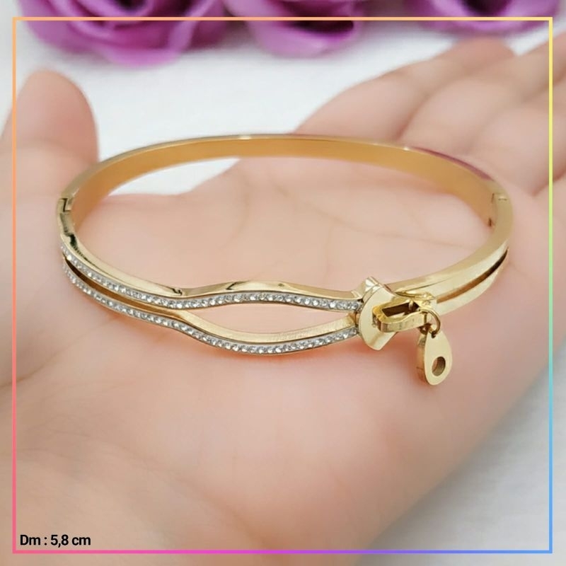 Gelang titanium/stainless steel Gelang Bangle Dewasa Mata Motif Perhiasan Anti Karat GT 004