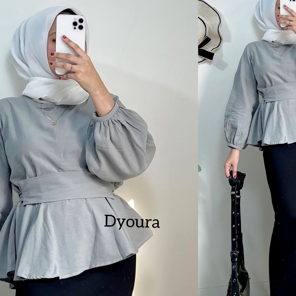 Atasan wanita lengan panjang/ blose wanita lengan panjang free belt/ blouse kekinian/ atasan terbaru