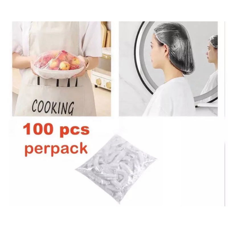 100PC !!! SHOWER CAP PLASTIK SEKALI PAKAI ISI 100PCS / HAIR MASK