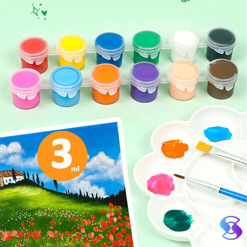 

Acrylic Colour Set 6/12 Warna - Cat Akrilik Kanvas Lukis Canvas Paint Acrylic Color 3 ml-Suning Mall