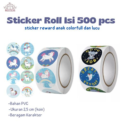 SBU5-Reward Sticker Roll Isi 500 pcs Sticker Reward Bulat Anak