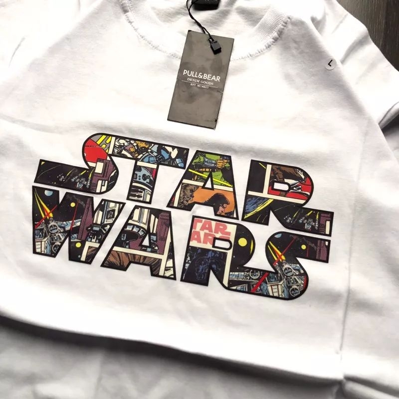 KAOS STARWARS - LOGO BASIC PUTIH FULLTAG &amp; LABEL