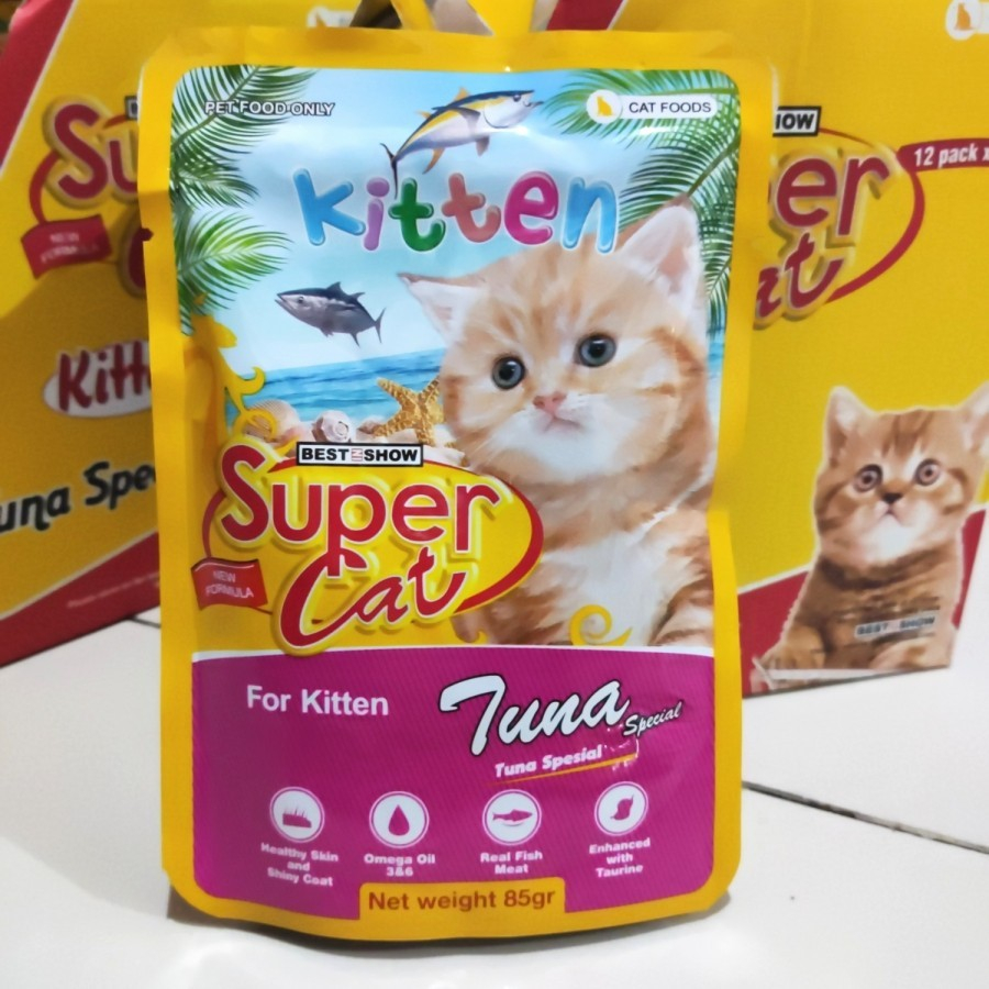 MAKANAN KUCING SUPER CAT POUCH 85 GR SUPERCAT SACHET - KITTEN TUNA