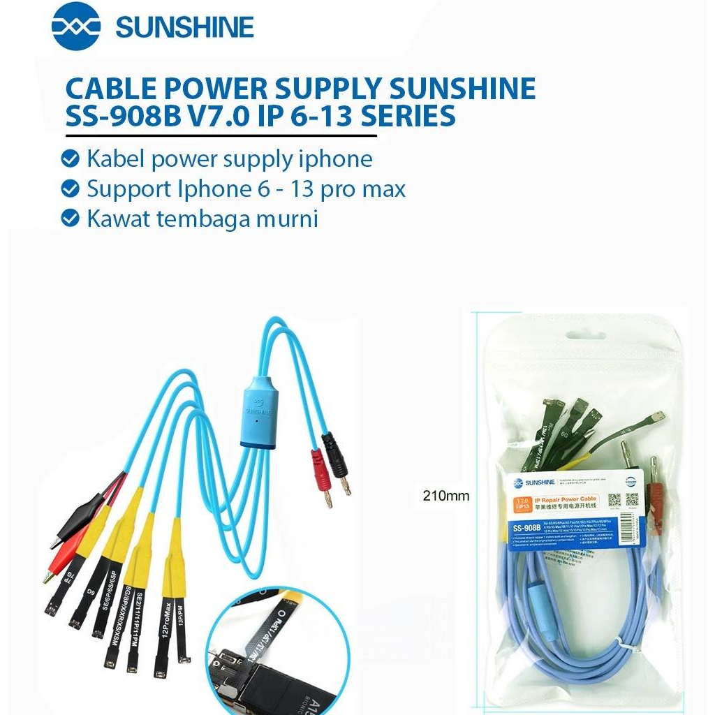 Kabel Power Supply Sunshine SS-908B Untuk HP / Ponsel IP IOS 6G Hingga 14 Pro Max