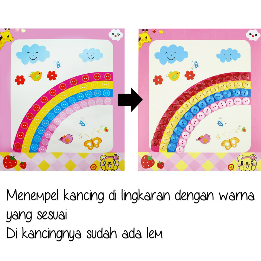 Mainan Edukasi Anak Menempel Kacing / Painting Button Sticker Montessori / Mainan Anak Lukisan Kancing CBKS LC