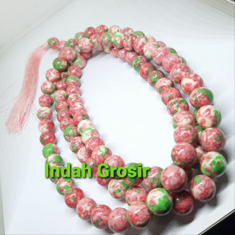 Tasbih batu pirus pink jumbo 12mm 99butir