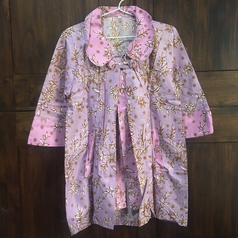 Blouse Kemeja Batik Kisnala Pekalongan Indonesia Ariftex Wanita Lilac Ungu
