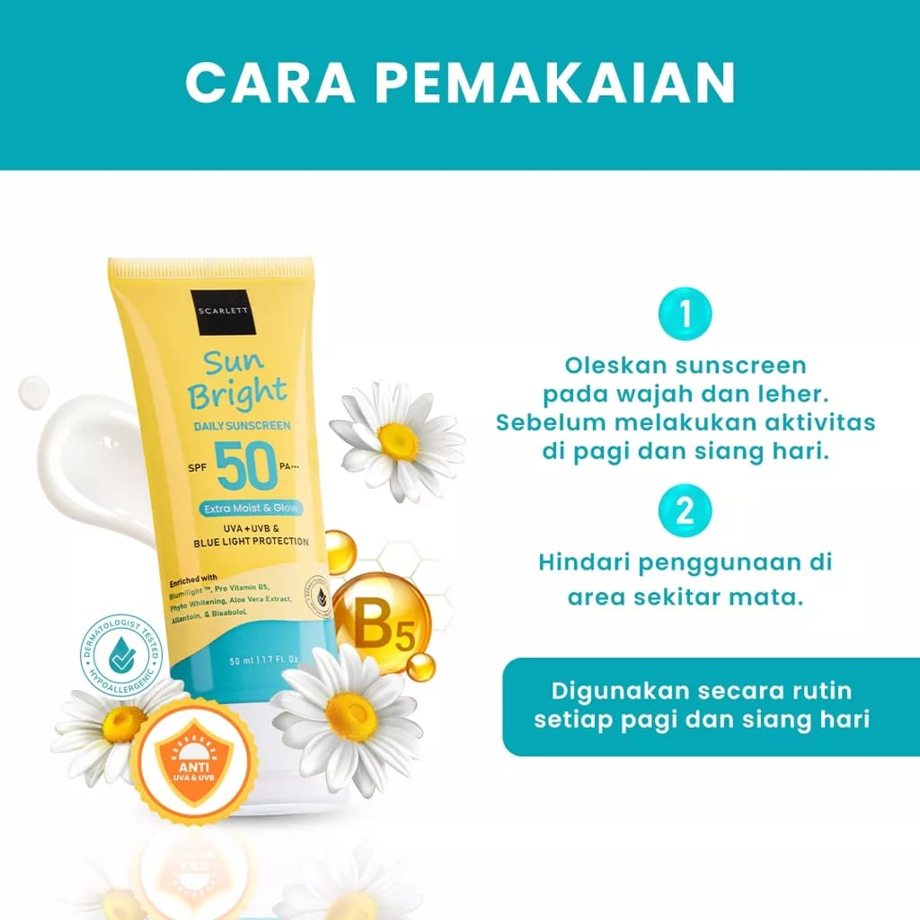 SCARLETT WHITENING SUNSCREEN - SUN BRIGHT DAILY SPF50 PA++ SUNSCREEN