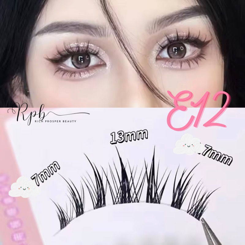 E12 - FAIRY LASHES - MAKEUP Handmade - Natural Japan Eyelash Fairy Extension Lashes Makeup Tools  THAILAND KOREAN MAKEUP LOOK - Professional Eyelash Extension Spike Lashes Fluffy Eyelash Kit for Beauty Makeup