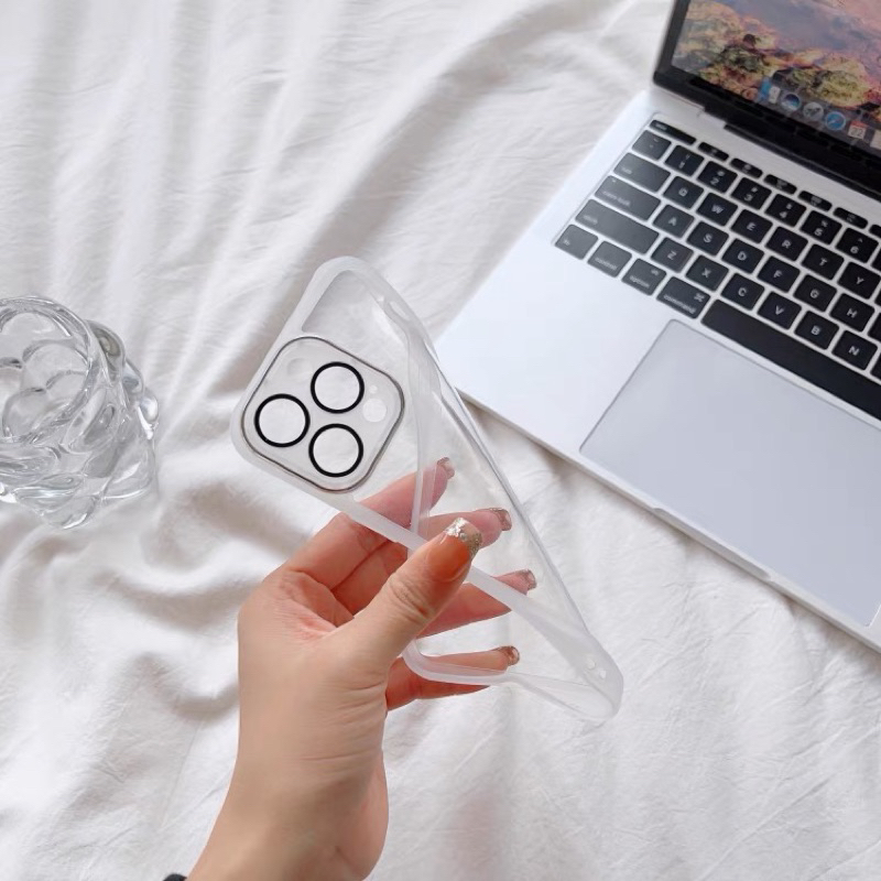 Case Clear Colored + Lens Guard IPHONE 11 12 13 14 14+ 15 15+ PRO MAX PLUS Combination Of Soft And Hard Protection Againts Fall